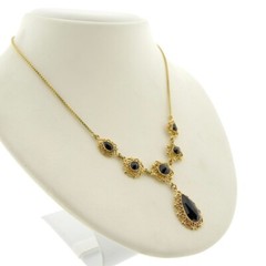 BEAUTIFUL ANTIQUE 14K GOLD NECKLACE WITH GARNET STONES | 39 CM