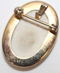Vintage Dainty Porcelain Hand Painted Pin Oval Brooch / Pendant Flowers 1 in