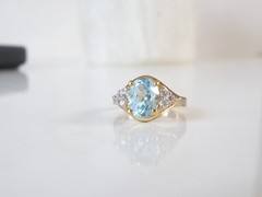 Sterling Silver 925 Natural Heated Blue Topaz Ring Size 7