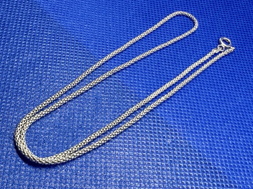 K30 Italy Popcorn 2 mm Chain 925 Silver 16.5“ 43.5cm Necklace VINTAGE 1970s