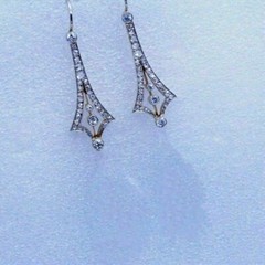 Art Deco Round Cut Lab Created Diamond Dangle Wedding 14K Gold Finish Earrings