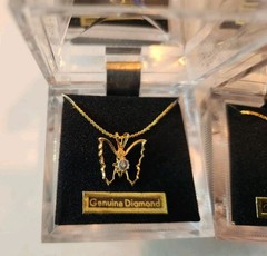 Lot 12 Gold Tone 16″ Butterfly Necklaces Serpentine Chain Costume New In Box