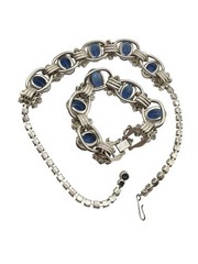 Vintage Juliana Blue Rhinestones Necklace & Bracelet Set 5 Links