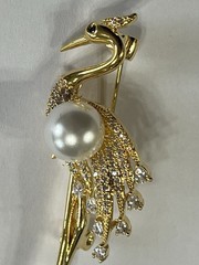 Crystal Rhinestone Owl Flamingo Brooch Pin Glass Vintage LOT Bird Peacock Clear