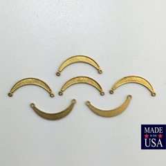 2 Loop Raw Brass Small Crescent Pendant Connectors 20x9mm (6) mtl028
