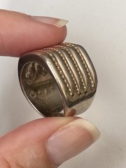 Vintage Chateau D’Argent Solid Sterling 925 Modernist Ring W 14K Gold Rope Band