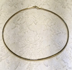Vintage Omega Chain Necklace Gold Tone Collar Fold over Clasp Minimalist Elegant