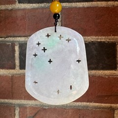 Grade A Burma Jadeite White and Green Chinese Unicorn 麒麟 Pendant Certified