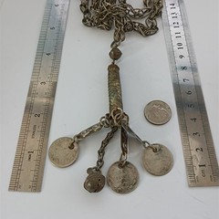 Vintage Tribal Ottoman Coin Necklace Ethnic Boho Statement Lariat Long Fringe