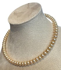Vintage Genuine Pearls Wire Torque Choker Necklace Expandable