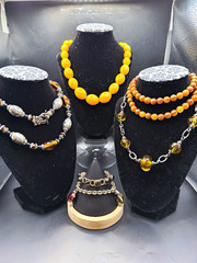 Vintage Amber Colored Jewelry Lot – Sarah Coventry, Robert Rose, stone and glass