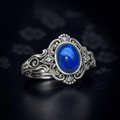 Ethiopian Blue Opal Ring – Vintage Sterling Silver Art Deco Statement Jewelry
