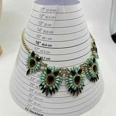 VTG Y2K Statement Necklace Gold Tone Turquoise Color Black Yellow Resin Cabochon