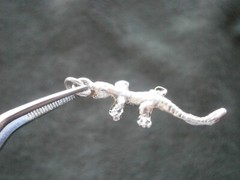 Lizard Gecko Vintage Solid Sterling Silver Bracelet Charm Pendant 2.0g