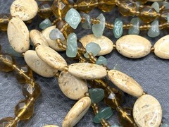VTG Cookie Lee Asian Style Jade Gemstone Necklace 3 Strand Multistrand 16-19”