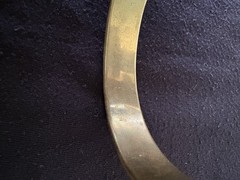 Vintage Lot of 2 Gold Floral Engraved Hinged (1) Brass Bangle Bracelets