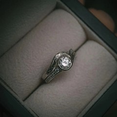 Art Deco Filigree Round Cut Lab-Grown Diamond Wedding Ring Set in 925 Silver