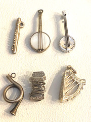 Vintage Sterling Silver Musical Instruments & Notes Charm Choice