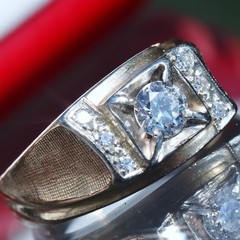 14k yellow gold ring 0.76ct diamond sz 9.25 handmade 1920’s antique 7.6gr N2389A