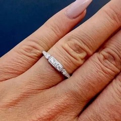 1Ct Lab Created Diamond Vintage ArtDeco Style Wedding Band 14K White Gold Plated
