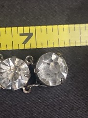 Antique Art Deco Sterling Silver 925 Paste Diamond Bracelet 7.2”Earrings Set 30s