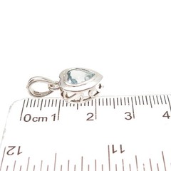 925 Sterling Silver Vintage Real Blue Topaz Heart Charm Pendant