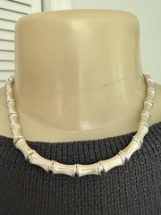 Vintage Sterling Silver 925 Italy Bamboo Link Chunky Chain Choker Necklace 25g