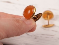 Rare Vintage Russian Soviet AMBER cufflinks Made in USSR