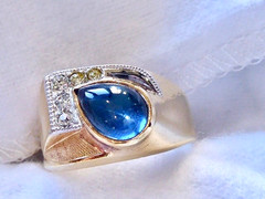70’S NEW OLD STOCK 10K YELLOW GOLD FILLED SIMULATED BLUE SAPPHIRE RING SIZE 10