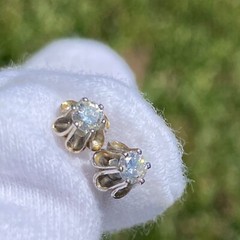 Vintage 14K White Gold Diamond Stud Earrings Belcher Set Appraised @ $1228 Video