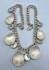 VTG 80’s Chunky Seashells Bubbles Silver-tone necklace earrings set Beachy
