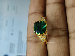 4Ct VVS1 Cushion Lab-Created Emerald & Diamond Men’s Engagement 14K Gold FN Ring