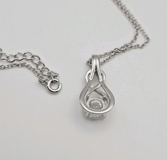 Sterling Silver Vintage 1.00ct CZ Double Looped Teardrop Pendant Necklace 21″