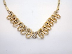 Vintage Sarah Coventry Necklace Celestial Fire Gold Tone Rhinestone 50s Signed