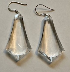 VINTAGE clear faceted plastic lucite charm 1 3/4″ EARRINGS
