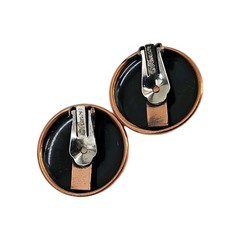 Renoir Copper Large Button Clip On Earrings Vintage Costume Jewelry Round Disc