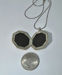 Antique Art Deco Octagon Shaped Sterling Locket Necklace 17”