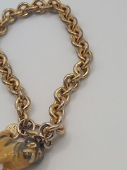 Vintage Bracelet Erwin Pearl Enamel Bulldog Pug Charm Dog Classic Luxury 90s