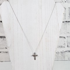 Vintage 10K White Gold .33 Ctw Diamond Cross Pendant Chain Necklace 20.25″ God