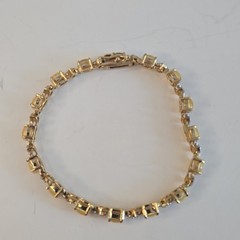 18kt Gold Over Sterling Silver Diamonds & Created Fire Opal Tennis Bracelet 7.5