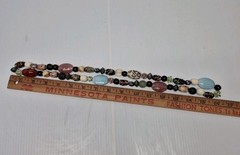 Single Strand Art Glass Multicolor Chunky Statement Long Necklace Maximalist Vtg