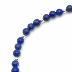Silver Schark Handmade Sterling Silver & Lapis Lazuli Beaded Bracelet 7.5” #30