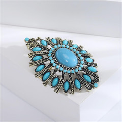 Western Brooch Pin, Multicolor Crystal Turquoise, Large Alloy Steel Lapel Pin fo