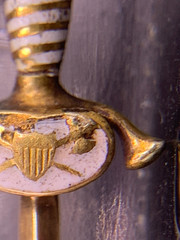 Antique 14k gold enamel sword stick pin with military shield handle 1.8 grams