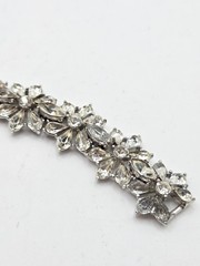 Crown Trifari Clear Rhinestone Flower Bracelet 6.5 In 1950’s