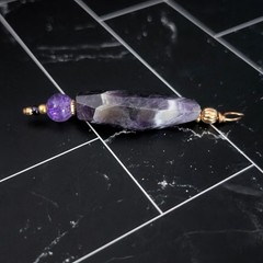 Vintage Pendant Large Statement Purple & Gold Tone – No Chain Included