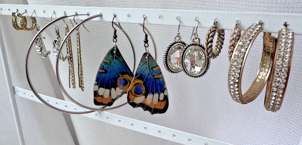 Silver 90s Modernist butterfly y2k 2000s 1990s Pierced hugger Earrings Lot 8 PRS