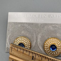 Metropolitan Museum of Fine Arts Boston Pierced Earrings Blue Gripoix Faux Pearl