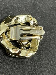 VTG Signed Judy Lee Clip On Earrings Faux Pearls GoldTone Enamel 1.1” READ!