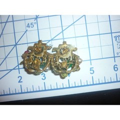 Vtg ART Arthur Pepper Asian Pagoda Dangle Earrings Faux Carved Jade Buddha